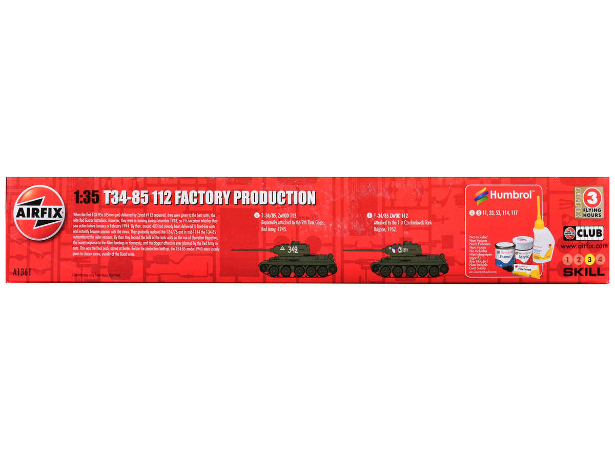 Level 3 Model Kit T34-85 112 Factory Production Tank with 2 Scheme Options 1/35 Plastic Model Kit by Airfix-1