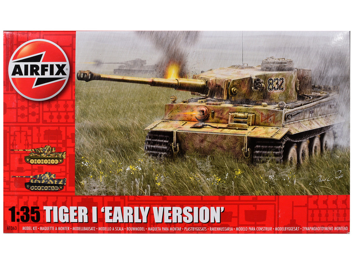 Level 3 Model Kit German Tiger I "Early Version" Tank with 2 Scheme Options 1/35 Plastic Model Kit by Airfix-0