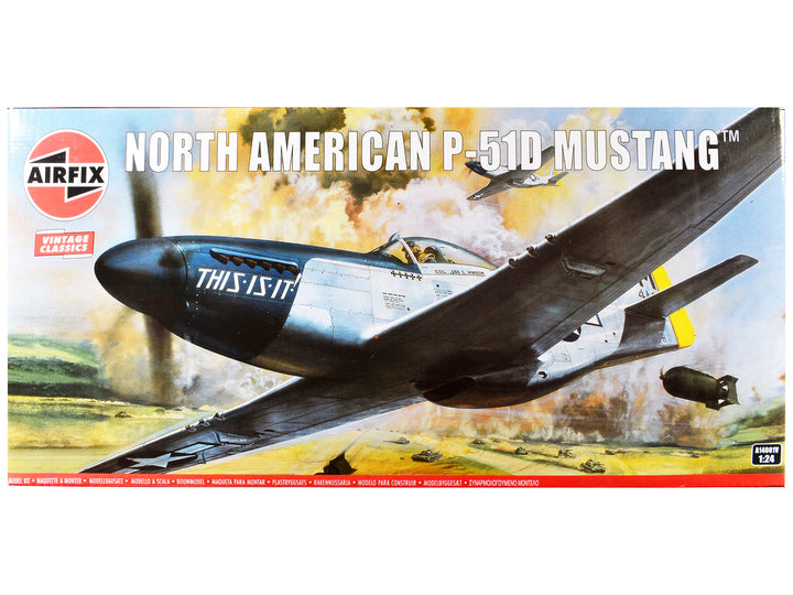 Level 4 Model Kit North American P-51D Mustang Aircraft with 2 Scheme Options 1/24 Plastic Model Kit by Airfix-0