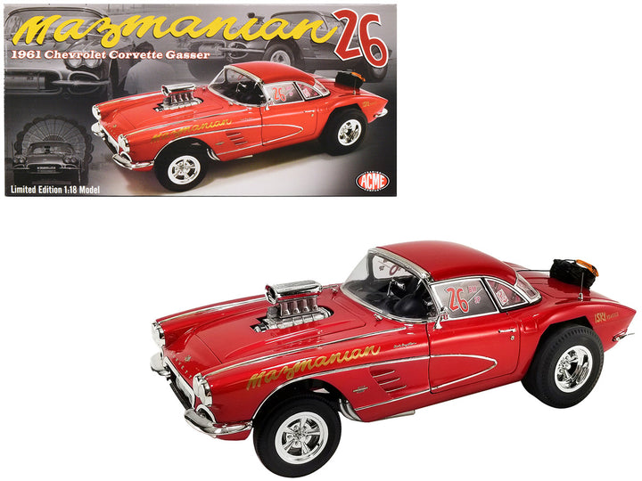 1961 Chevrolet Corvette Gasser #26 Red "Mazmanian" Limited Edition to 354 pieces Worldwide 1/18 Diecast Model Car by ACME-0