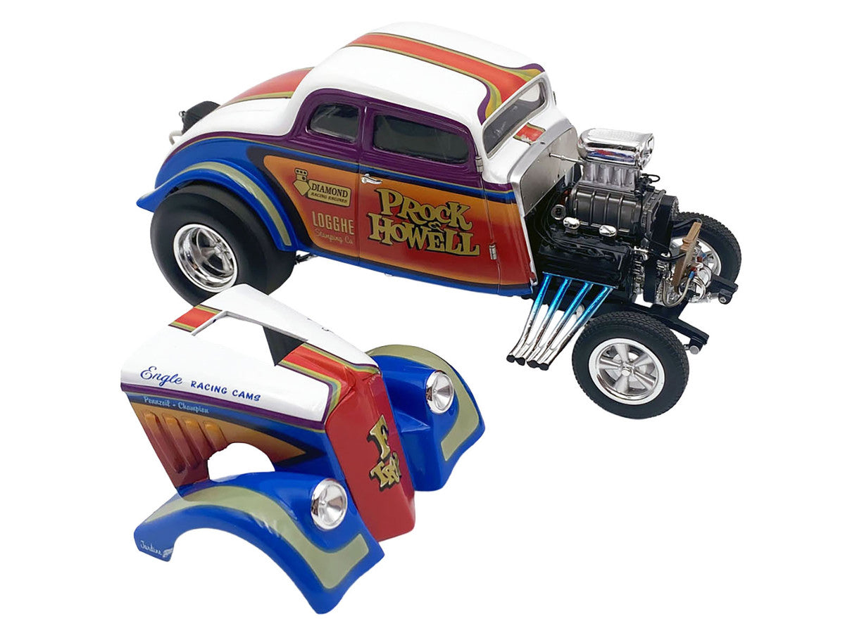 1933 Gasser "Prock & Howell - F Troop" Blue and White with Stripes Limited Edition to 348 pieces Worldwide 1/18 Diecast Model Car by ACME-0