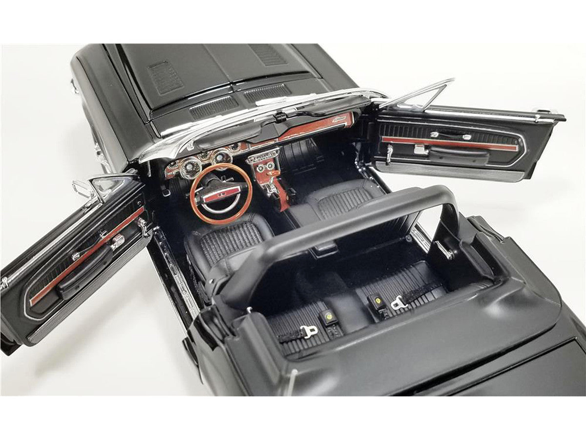 1968 Shelby GT500 KR Convertible Black with White Stripes Limited Edition to 480 pieces Worldwide 1/18 Diecast Model Car by ACME-1