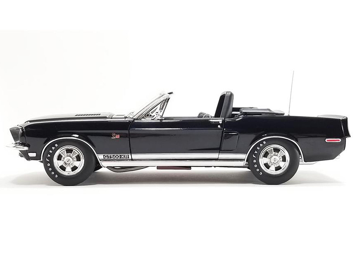 1968 Shelby GT500 KR Convertible Black with White Stripes Limited Edition to 480 pieces Worldwide 1/18 Diecast Model Car by ACME-0