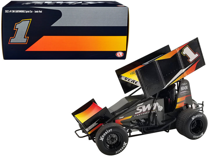 Winged Sprint Car #1 Jamie Veal "SWI Earthworks" SWI Engineering Racing Team (2022) 1/18 Diecast Model Car by ACME-0