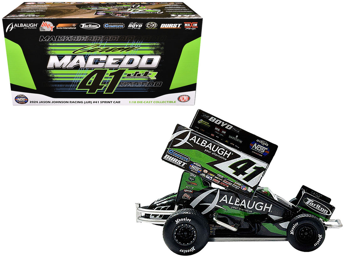 Winged Sprint Car #41 Carson Macedo "Albaugh" Jason Johnson Racing "World of Outlaws" (2024) 1/18 Diecast Model Car by ACME-2