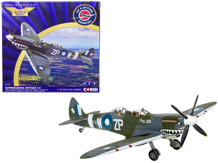 Supermarine Spitfire T.9 TE308 Fighter Aircraft "Grey Nurse" "Biggin Hill Heritage Hangar" "The Aviation Archive" Series 1/72 Diecast Model by Corgi-0