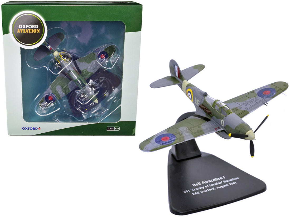 Bell Airacobra I Fighter Aircraft "601 County of London Squadron RAF Duxford" (August 1941) "Oxford Aviation" Series 1/72 Diecast Model Airplane by Oxford Diecast-0