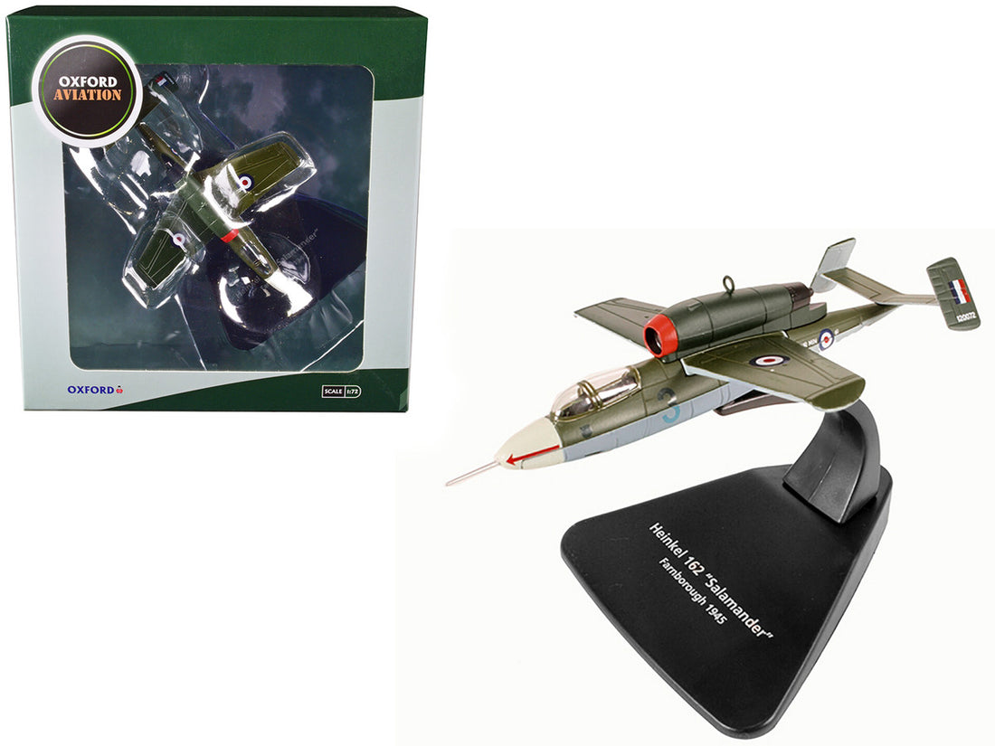 Heinkel 162 "Salamander" Jet Fighter Farnborough England (1945) "Oxford Aviation" Series 1/72 Diecast Model Airplane by Oxford Diecast-0