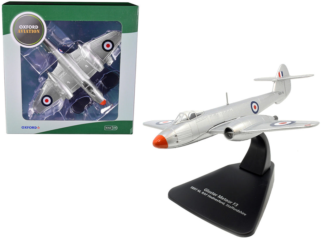 Gloster Meteor F3 Jet Fighter 5897 M RAF Hednesford Staffordshire England "Oxford Aviation" Series 1/72 Diecast Model Airplane by Oxford Diecast-0