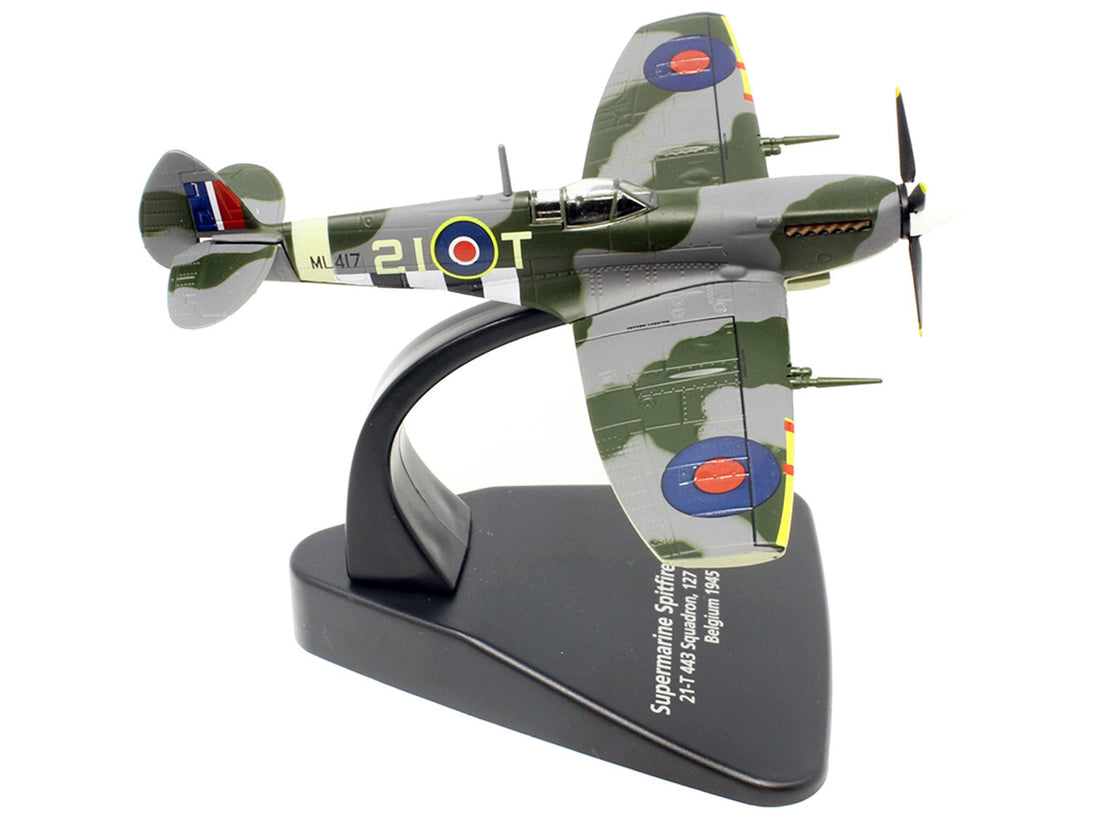 Supermarine Spitfire Mk IXE Fighter Aircraft "21-T 443 Squadron 127 Wing Belgium" (1945) Royal Canadian Air Force "Oxford Aviation" Series 1/72 Diecast Model Airplane by Oxford Diecast-4