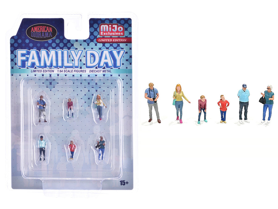 "Family Day" 6 piece Diecast Figure Set Limited Edition for 1/64 Scale Models by American Diorama-0