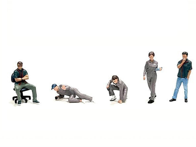 "Top Tuners" 6 piece Diecast Figure Set (5 Figures 1 Chair) Limited Edition for 1/64 Scale Models by American Diorama-1