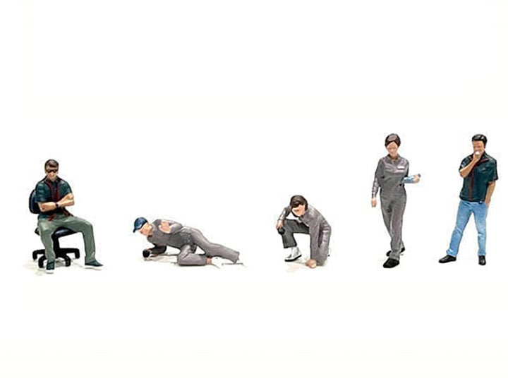 "Top Tuners" 6 piece Diecast Figure Set (5 Figures 1 Chair) Limited Edition for 1/64 Scale Models by American Diorama-1