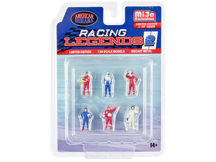 "Racing Legends 2" 6 piece Diecast Set (6 Driver Figures) Limited Edition to 4800 pieces Worldwide for 1/64 Scale Models by American Diorama-1