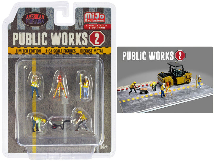 "Public Works 2" 6 piece Diecast Figure Set (4 Figures 1 camera 1 wheelbarrow) Limited Edition to 3600 pieces Worldwide for 1/64 scale models by American Diorama-0