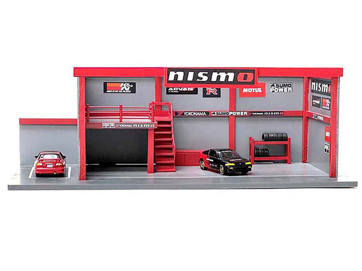 "Garage Diorama Advan" Diorama with Decals for 1/64 Scale Models by American Diorama-1