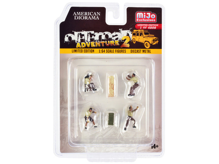 "Off-Road Adventure 2" 6 piece Diecast Set (4 Male Figurines and 2 Accessories) Limited Edition to 4800 pieces Worldwide for 1/64 Scale Models by American Diorama-0