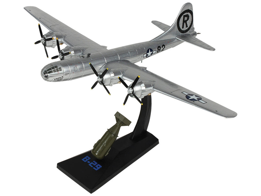 Boeing B-29 Superfortress Bomber Aircraft U.S. Air Force "Enola Gay" with 1/60 Scale "Little Boy" Bomb Replica 1/144 Diecast Model by Air Force 1-2