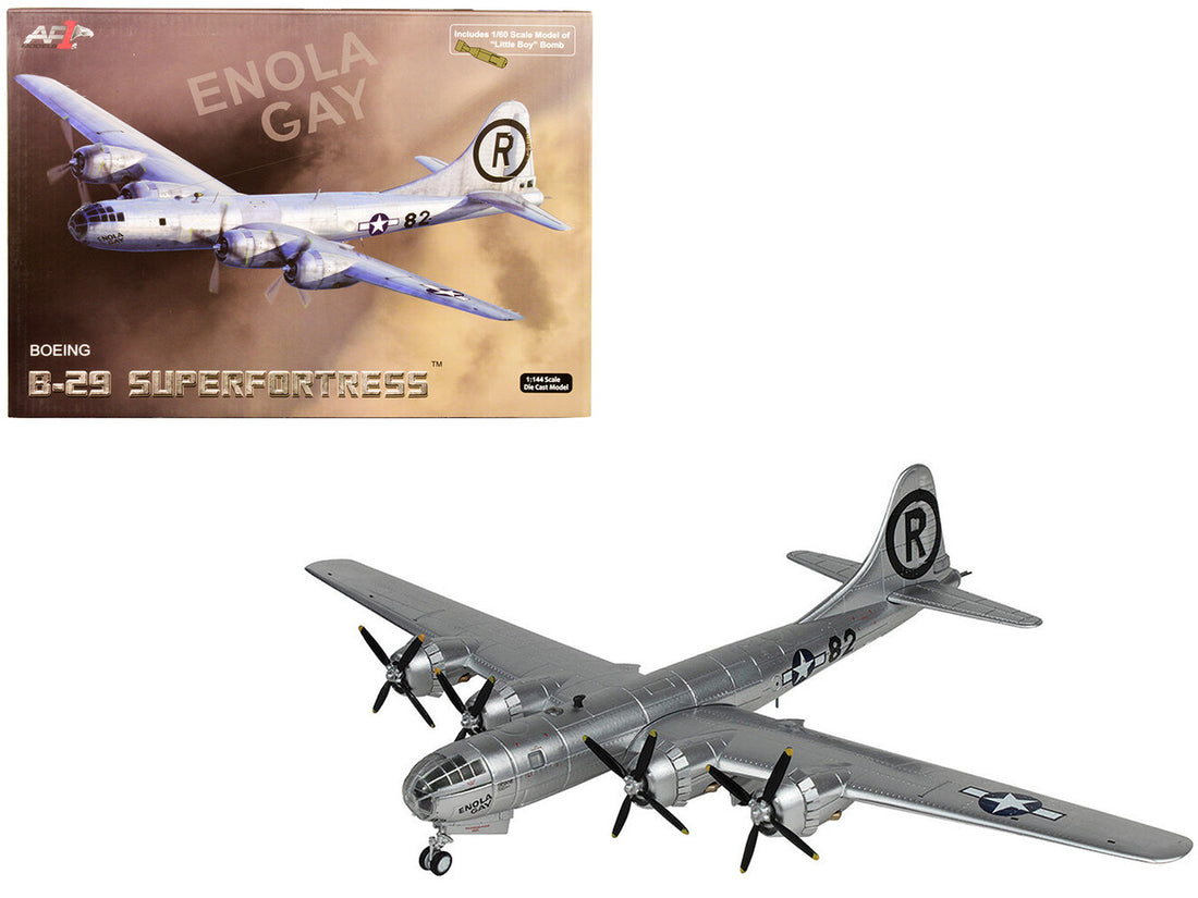 Boeing B-29 Superfortress Bomber Aircraft U.S. Air Force "Enola Gay" with 1/60 Scale "Little Boy" Bomb Replica 1/144 Diecast Model by Air Force 1-0