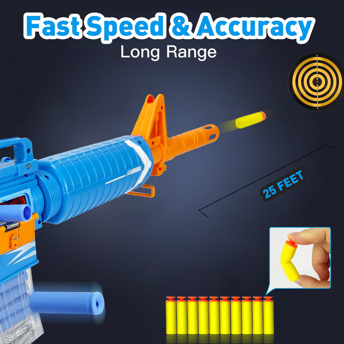 Classic M16 Rifle – Electric Toy Gun with 2 Shooting Modes and 40 Suction Cup Softball Projectiles 6