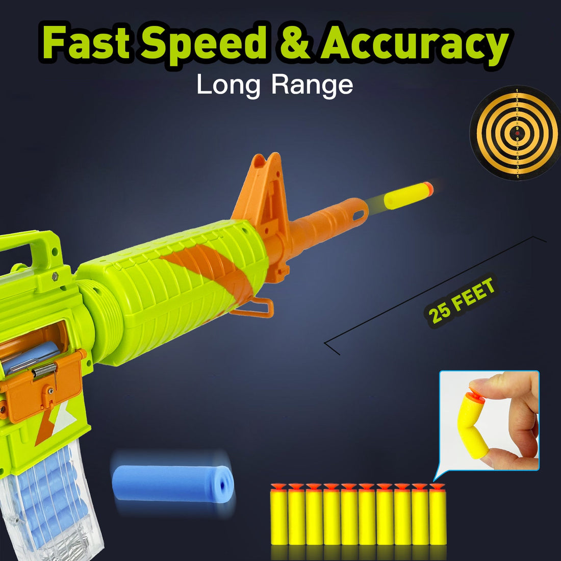 Classic M16 Rifle – Electric Toy Gun with 2 Shooting Modes and 40 Suction Cup Softball Projectiles 12