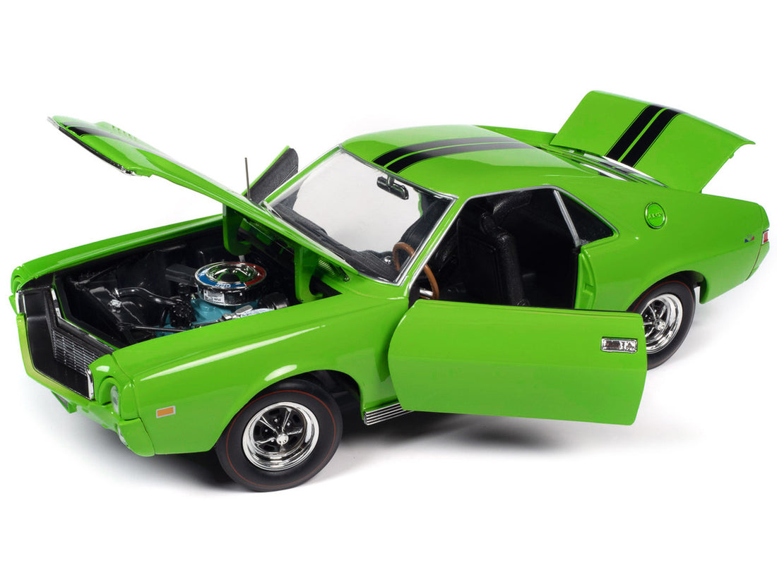 1969 AMC AMX Big Bad Lime Green with Black Stripes "Muscle Car & Corvette Nationals" (MCACN) "American Muscle" Series 1/18 Diecast Model Car by Auto World-1