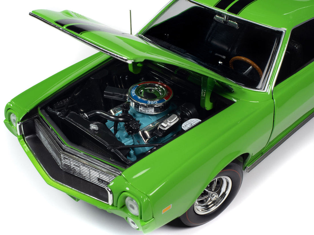 1969 AMC AMX Big Bad Lime Green with Black Stripes "Muscle Car & Corvette Nationals" (MCACN) "American Muscle" Series 1/18 Diecast Model Car by Auto World-2