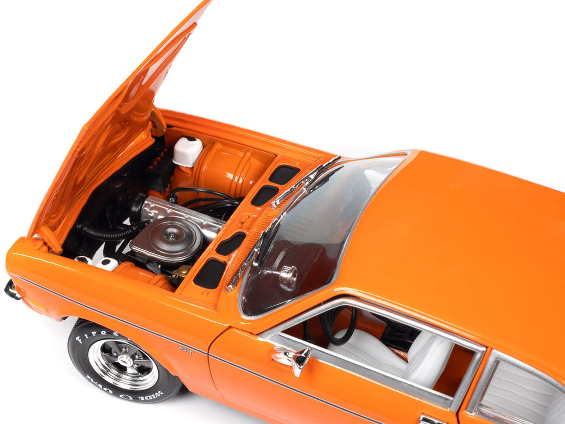 1973 Chevrolet Vega GT Bright Orange with White Stripes and Interior "Class of 1973" "American Muscle" Series 1/18 Diecast Model Car by Auto World-4