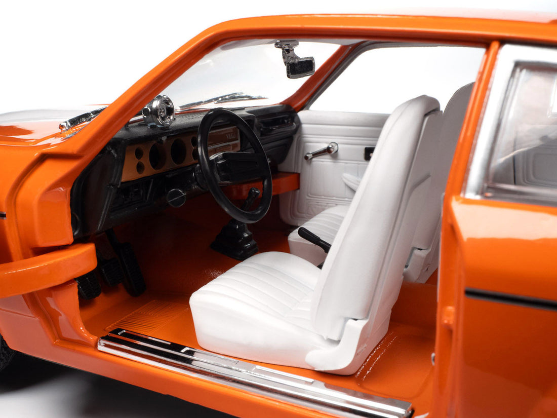 1973 Chevrolet Vega GT Bright Orange with White Stripes and Interior "Class of 1973" "American Muscle" Series 1/18 Diecast Model Car by Auto World-1