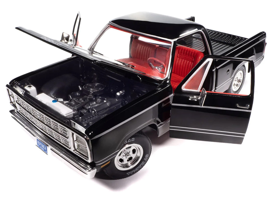1979 Dodge Adventurer Sweptline Pickup Truck Black with Red Interior "American Muscle" Series 1/18 Diecast Model Car by Auto World-1