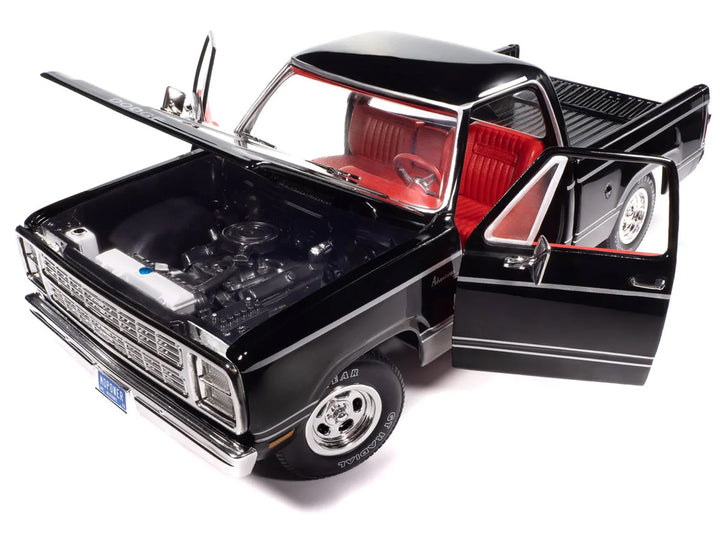 1979 Dodge Adventurer Sweptline Pickup Truck Black with Red Interior "American Muscle" Series 1/18 Diecast Model Car by Auto World-1