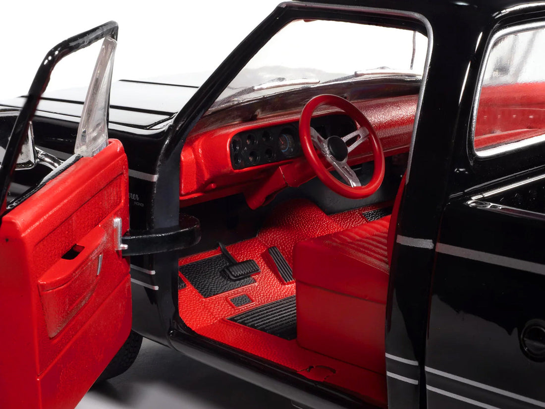 1979 Dodge Adventurer Sweptline Pickup Truck Black with Red Interior "American Muscle" Series 1/18 Diecast Model Car by Auto World-3