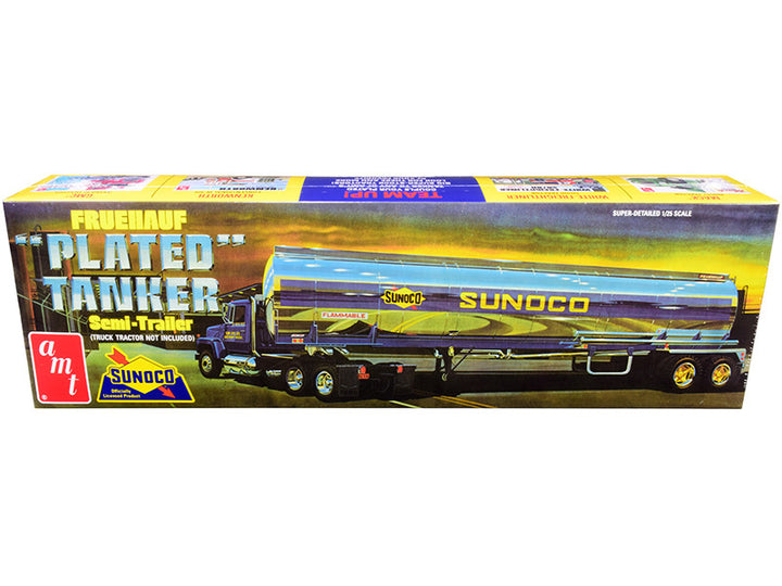 Skill 3 Model Kit Fruehauf Plated Tanker Semi-Trailer "Sunoco" 1/25 Scale Model by AMT-0