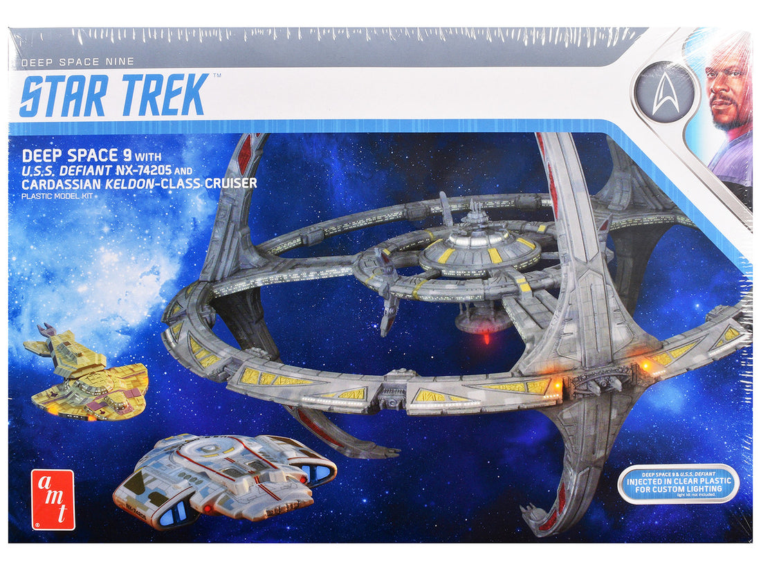 Skill 2 Model Kit Deep Space 9 Space Station with USS Defiant NX-74205 Space Ship and Cadassian Keldon-Class Cruiser "Star Trek: Deep Space Nine" (1993-1999) TV Series 1/3300 Scale Model by AMT-3
