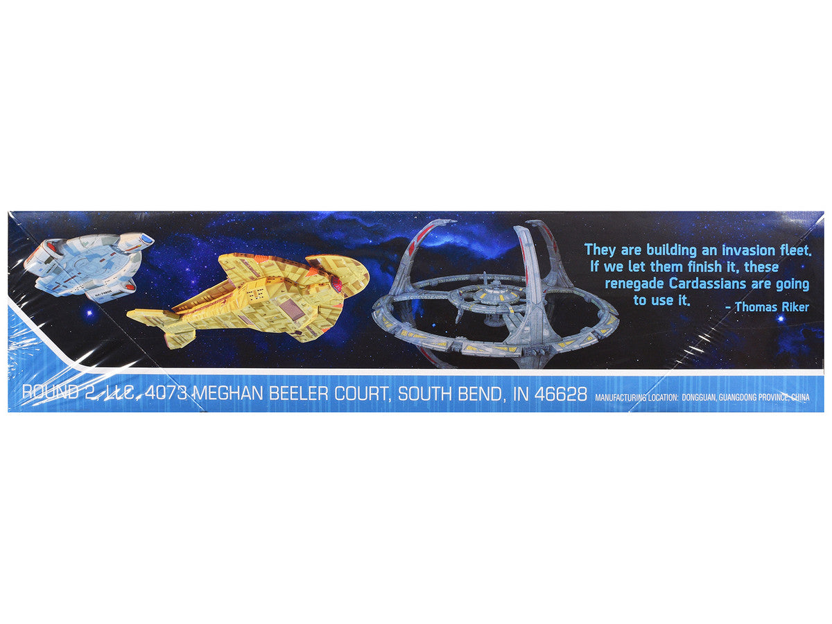 Skill 2 Model Kit Deep Space 9 Space Station with USS Defiant NX-74205 Space Ship and Cadassian Keldon-Class Cruiser "Star Trek: Deep Space Nine" (1993-1999) TV Series 1/3300 Scale Model by AMT-1