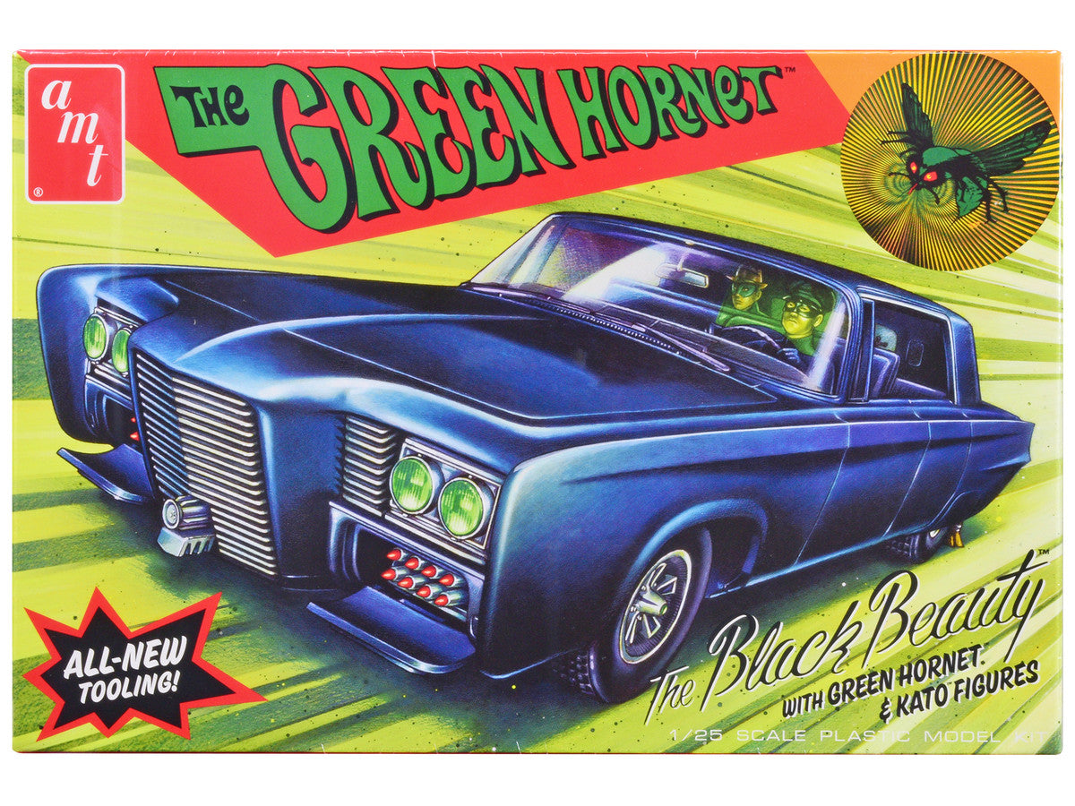 Skill 2 Model Kit Black Beauty "The Green Hornet" (1966–1967) TV Series with Green Hornet and Kato Figures 1/25 Scale Model by AMT-0