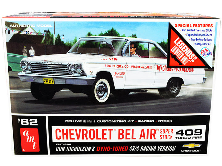 Skill 2 Model Kit 1962 Chevrolet Bel Air Super Stock 409 Turbo-Fire Don Nicholson's 2-in-1 Kit "Legends of the Quarter Mile" 1/25 Scale Model by AMT-0