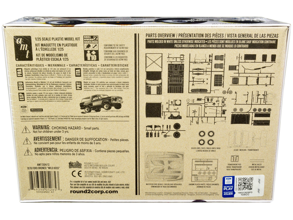 Skill 2 Model Kit Ford Bronco 4X4 "Wild Hoss" 1/25 Scale Model by AMT-3