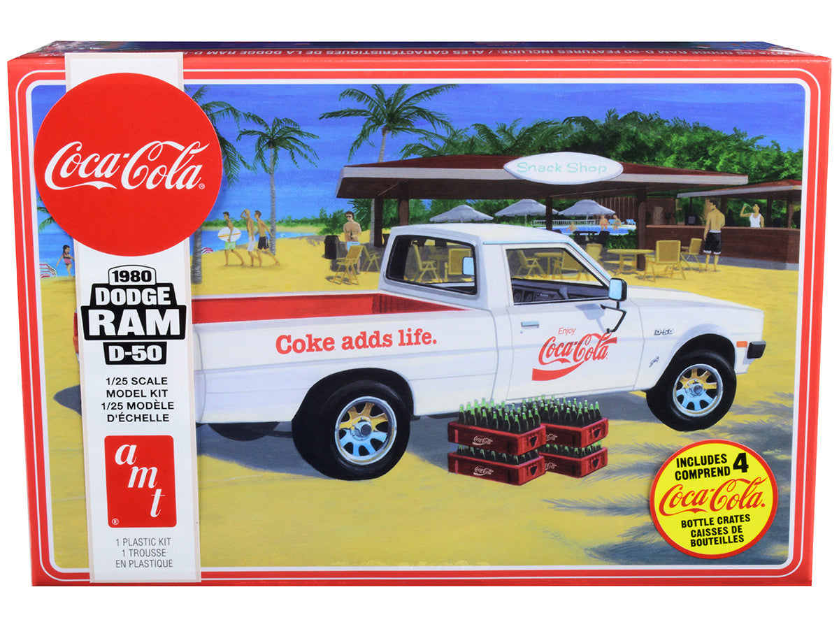 Skill 3 Model Kit 1980 Dodge Ram D-50 Pickup Truck "Coca-Cola" Four Bottle Crates 1/25 Scale Model by AMT-0