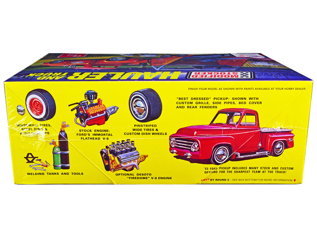 Skill 2 Model 1953 Ford Pickup Truck with "Modified Stocker" Hauler "Gulf Oil" 1/25 Scale Model by AMT-2
