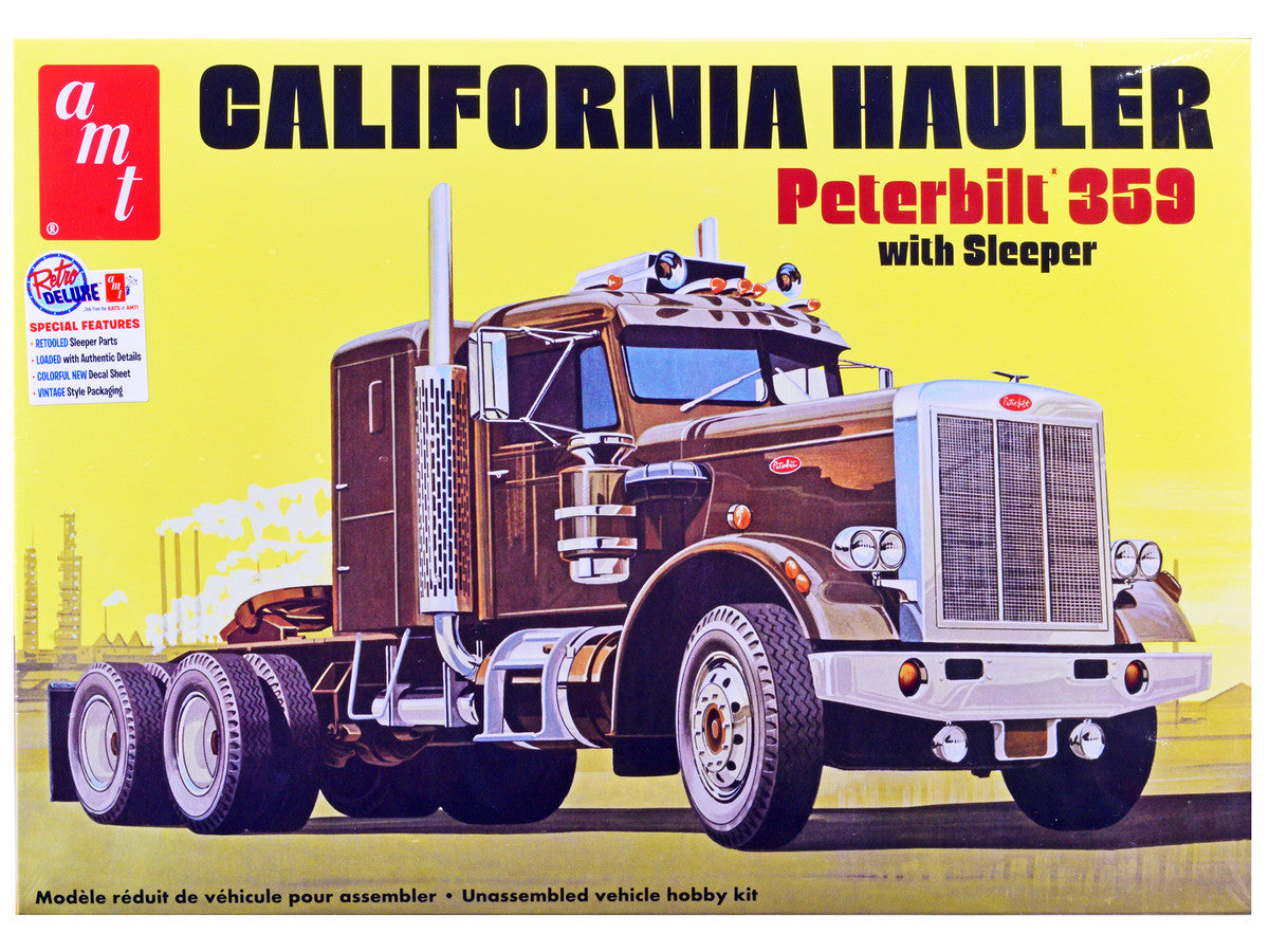 Skill 3 Model Kit Peterbilt 359 California Hauler with Sleeper Cab 1/25 Scale Model by AMT-0