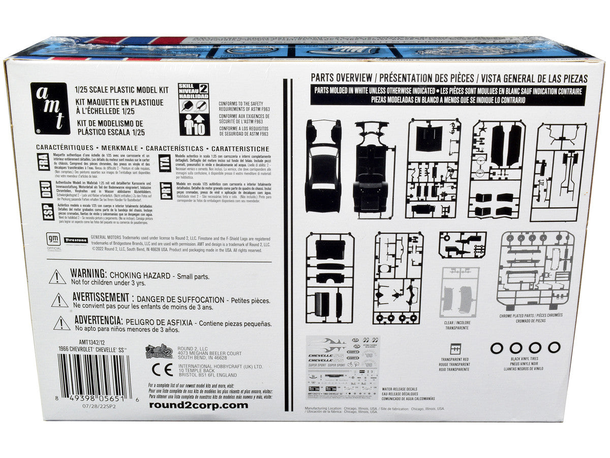 Skill 2 Model Kit 1966 Chevrolet Chevelle SS Hardtop 1/25 Scale Model by AMT-3