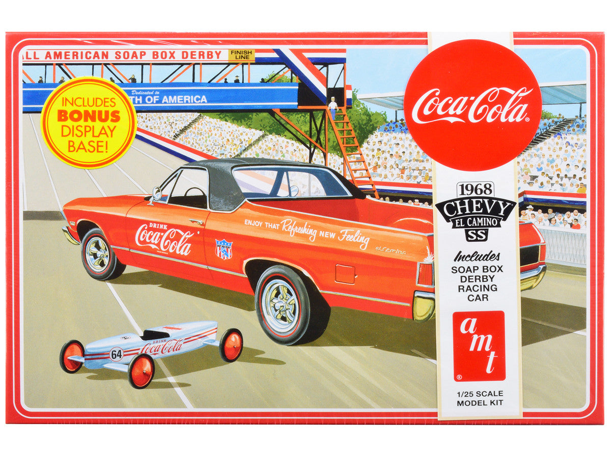 Skill 3 Model Kit 1968 Chevrolet El Camino SS and Soap Box Derby Racing Car 2 in 1 Kit "Coca-Cola" 1/25 Scale Model Car by AMT-0