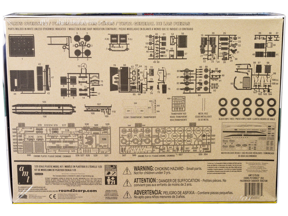 Skill 3 Model Kit Peterbilt 352 Pacemaker Cabover Tractor "Coors" 1/25 Scale Model by AMT-3