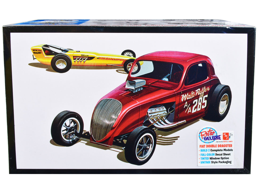 Skill 2 Model Kit Fiat Double Dragster Set of 2 Kits 1/25 Scale Model by AMT-0