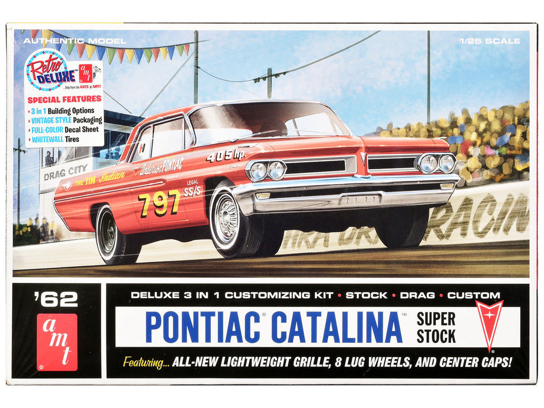 Skill 2 Model Kit 1962 Pontiac Catalina Super Stock 3-in-1 Kit 1/25 Scale Model by AMT-0