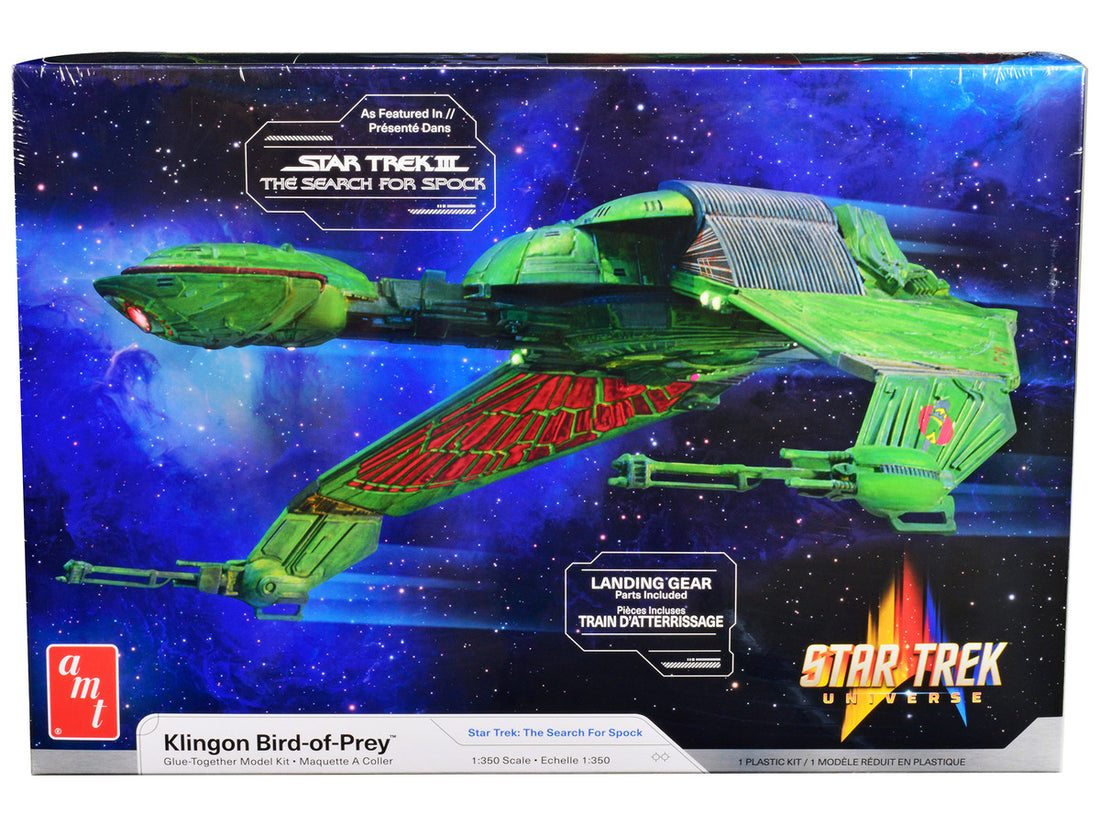 Skill 2 Model Kit Klingon Bird-of-Prey Spacecraft "Star Trek III: The Search For Spock" (1984) Movie 1/350 Scale Model by AMT-0