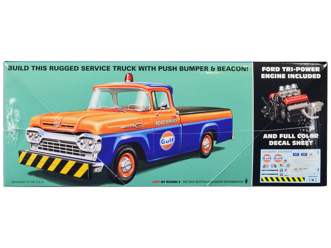 Skill 2 Model Kit 1960 Ford F-100 Pickup Truck with Trailer 3-in-1 Kit 1/25 Scale Model by AMT-1