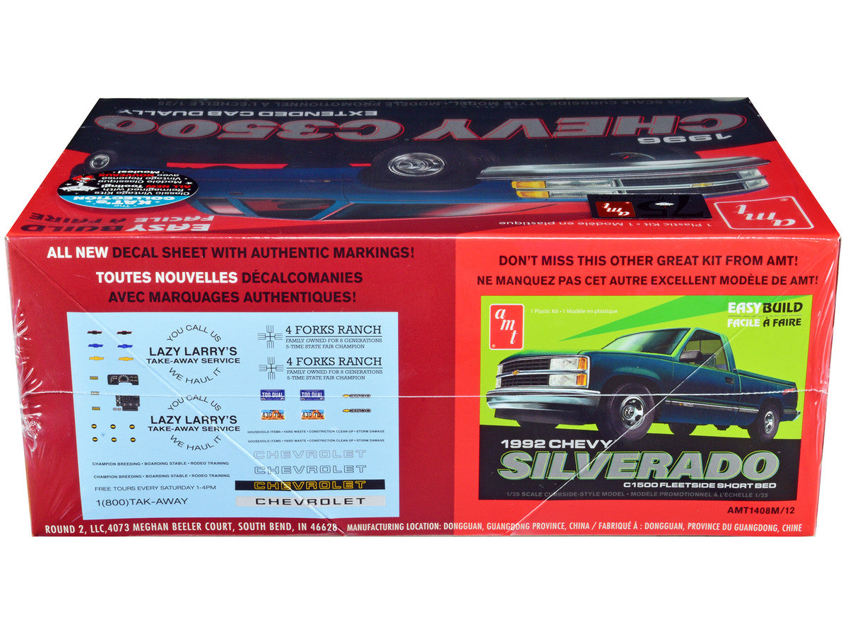 Skill 2 Model Kit 1996 Chevrolet C3500 Extended Cab Dually Pickup Truck "Easy Build" 1/25 Scale Model by AMT 3