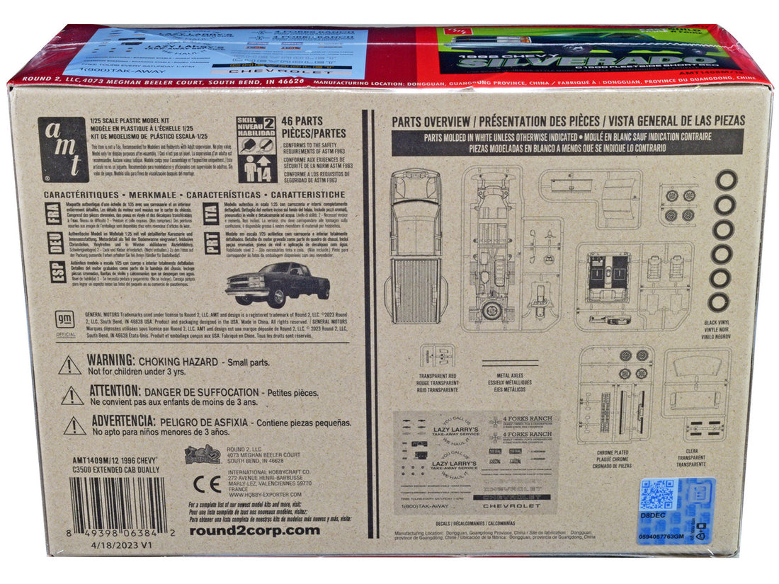 Skill 2 Model Kit 1996 Chevrolet C3500 Extended Cab Dually Pickup Truck "Easy Build" 1/25 Scale Model by AMT 4